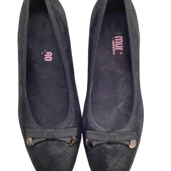 MUNRO AMERICAN 8W 8 Wide Randa Crosshatch Wedge Pump Heel Metallic Sparkle Black - Picture 6 of 11